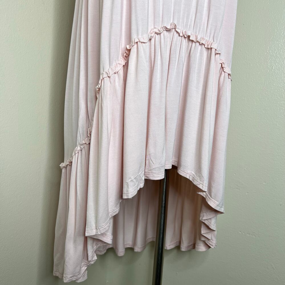 POL Tunic Top Small Womens Pink Coquette Crochet Lace Tiered High Low Ruffle New - Picture 4 of 8